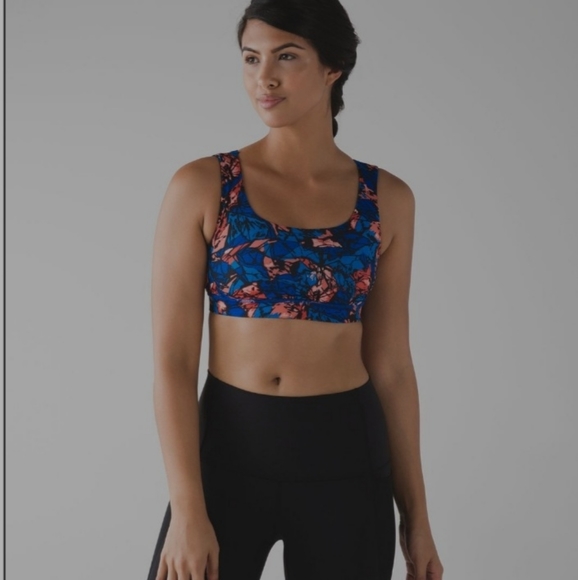Lululemon Energy Bra *Exhale, Size 4, Mini Paint Storm Harbour Blue Multi - Picture 3 of 9